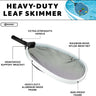 White with Black handle and net - Heavy-duty leaf skimmer. extra-strength handle, maximum-wear nylon mesh net, reinforced support bracket, heavy-duty aluminum inner frame and mar-proof frame.