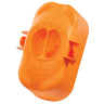 Orange plastic container with a textured surface on a white background