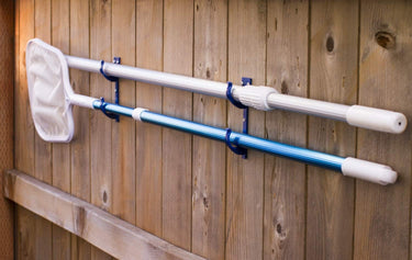 ABS Pole Hanger - set of 2 double blue hooks shown with a pole and net.