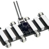 Metal vacuum head with white and black components on a white background