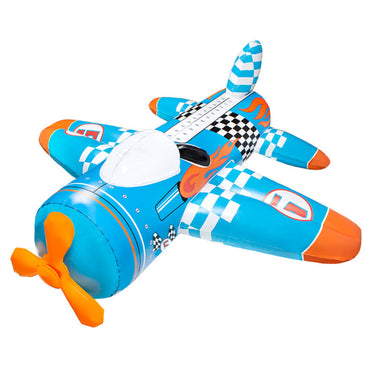 Aviator Rider float. Blue airplane with white and orange accents float for kids.
