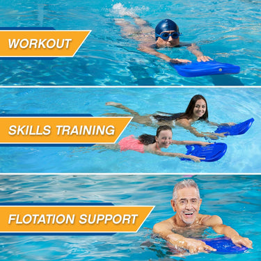 swim board trainer being used as a workout, skills training & floatation support