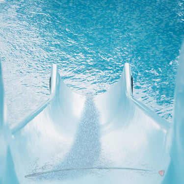 Picture showing water flowing down the slide from the top.