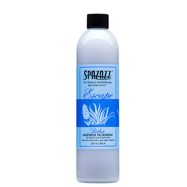 Spaazazz bottle with blue label on a white background