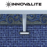Innovalite pool skimmer on a blue mosaic tile background