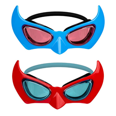 Both Red pair and Blue pair of Hero's swim goggles on white background