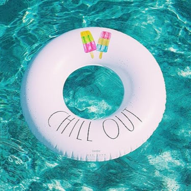 White Ring Float in Water with Text and Popsicle Graphics