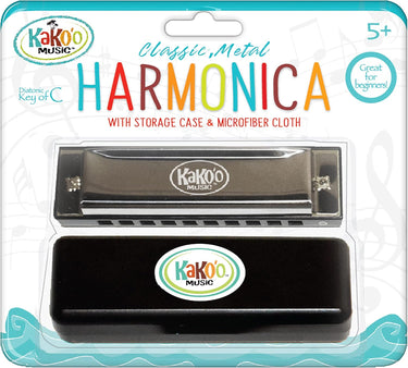 KaKo'o Music Stainless Steel Harmonica Set - Vibrant Various Colors to Choose From Standard Size Beginner Wind Instrument for Kids or Adults - Key of C- Easter Baskets, Loot Bags, Stocking Stuffers, for Musicians Ages 5+