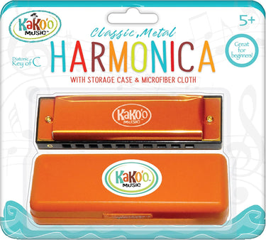 KaKo'o Music Stainless Steel Harmonica Set - Vibrant Various Colors to Choose From Standard Size Beginner Wind Instrument for Kids or Adults - Key of C- Easter Baskets, Loot Bags, Stocking Stuffers, for Musicians Ages 5+