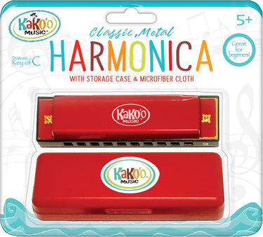 KaKo'o Music Stainless Steel Harmonica Set - Vibrant Various Colors to Choose From Standard Size Beginner Wind Instrument for Kids or Adults - Key of C- Easter Baskets, Loot Bags, Stocking Stuffers, for Musicians Ages 5+