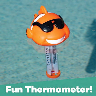 Orange & White Clownfish Thermometer floating in water