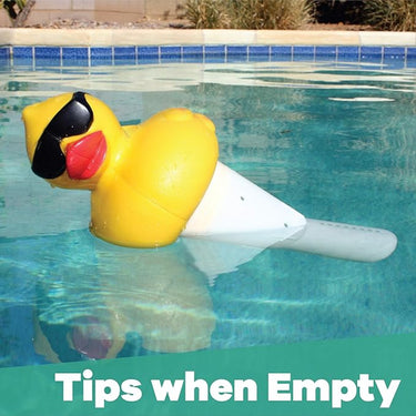 Empty Derby Duck Chlorinator tipped over in water
