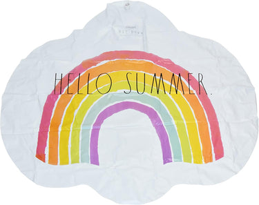 Childs Splash pad with rainbow and Hello summer text white background