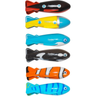 Set of colorful underwater toy figures on a white background