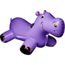 Inflatable purple hippo toy on a white background