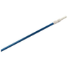 Blue broom handle with white ferrule on a white background
