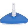 Blue pool brush with white bristles on a white background