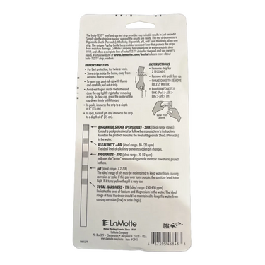 Back of a LaMotte product packaging with text and branding.