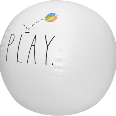 White Beachball with text "Play" in box