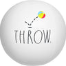 Jumbo White Beach Ball with Throw in text against a white background