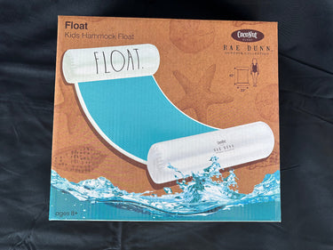 White hammock float by Rae Dunn with Pool Time text in box