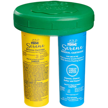 Two cylindrical cartridges, one yellow and one blue, with green lids, on a white background.