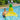 Man in a pool with a pineapple-shaped inflatable raft