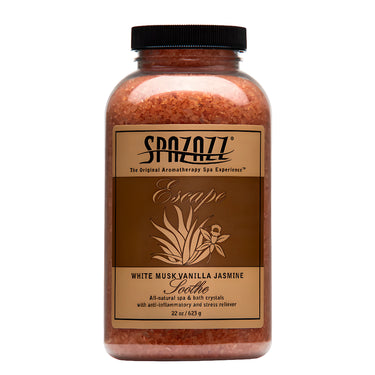 Spazazz bath crystals with a brown label on a white background