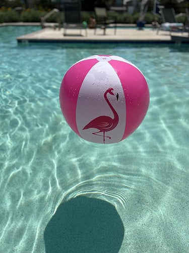 Pink Flamingo Beach ball in water