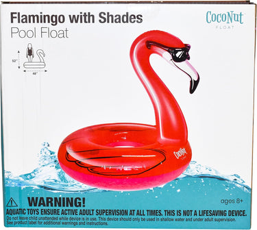 Flamingo with Shades Pool Float – Inflatable Pool Ring – Durable Long Lasting Lounge Tube and Water Toy - ages 8+ years