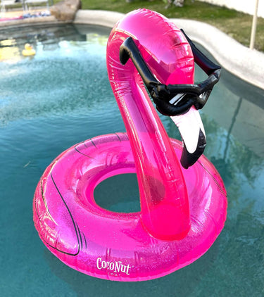 Flamingo with Shades Pool Float – Inflatable Pool Ring – Durable Long Lasting Lounge Tube and Water Toy - ages 8+ years