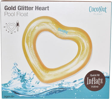 CocoNut Float Glitter Heart Pool Floats – Inflatable Pool Rings – Durable Long Lasting Lounge Tubes and Water Toys – Fun Decoration for Parties, Events – Ages 8+ Years