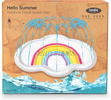 Childs Splash pad with rainbow and Hello summer text