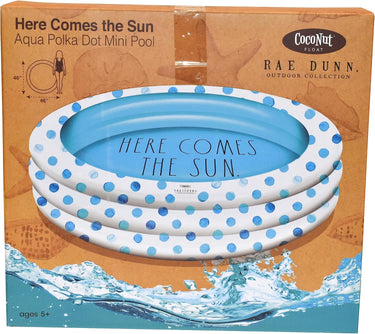 Child inflatable pool with rainbows and Happy Days text in box