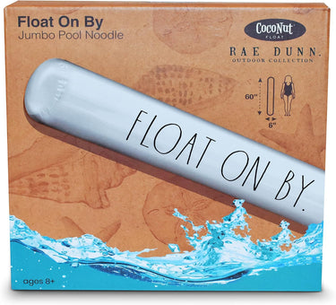 Jumbo inflatable noodle white with text float on by in box