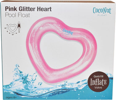 CocoNut Float Glitter Heart Pool Floats – Inflatable Pool Rings – Durable Long Lasting Lounge Tubes and Water Toys – Fun Decoration for Parties, Events – Ages 8+ Years