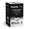 Box of PoolRx+ pool algae treatment with text on a white background