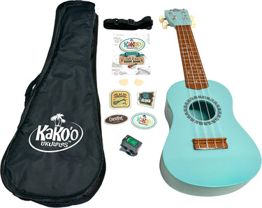 KaKo'o Music Award Winning Soprano Ukuleles - Metal Geared Tuners and Premium Nylon Strings - Guide Book Learn Easy Chords - Carrying Case & Ukulele Playing Strap
