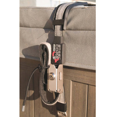 Lock Down - SteelCore Security Straps shown on a spa