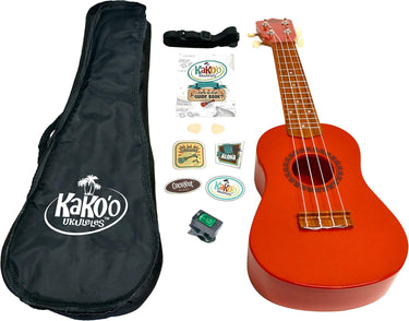 KaKo'o Music Award Winning Soprano Ukuleles - Metal Geared Tuners and Premium Nylon Strings - Guide Book Learn Easy Chords - Carrying Case & Ukulele Playing Strap